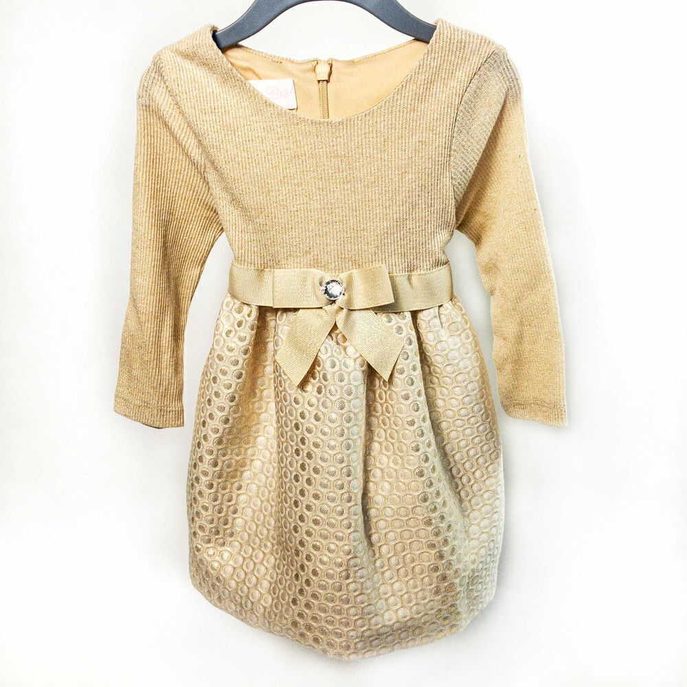 Bonnie Baby Gold & Beige Party Dress Sz 12M